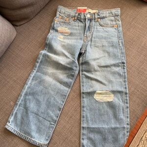 LEVI’S Wide Leg Blue Denim Colorful Distressed Jeans Girl 4T